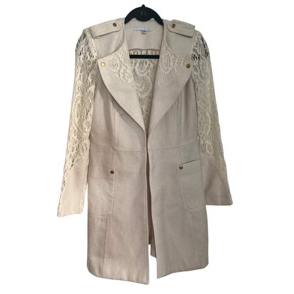 Extenzo Paris Jackets & Blazers - Extenzo Paris Structured Cream Lace Blazer